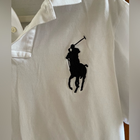 Polo Ralph Lauren Custom Slim Fit Big Pony Mesh Polo Shirt|White/Black, L - Picture 12 of 13